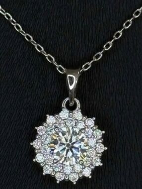 NEW Moissanite Pendant Necklace w/ GRA Paperwork In Gift Box